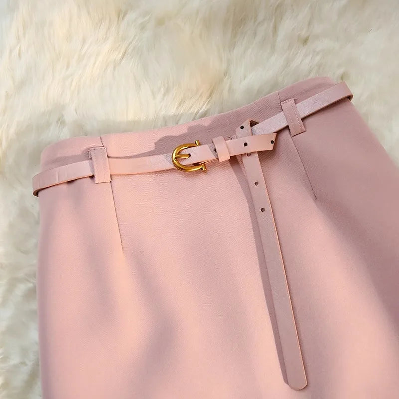 High Waist Suit Sle  Skirt Korean Spring Autumn New Wrap around a Line Skirt for Women Casual Loose Fit a pe