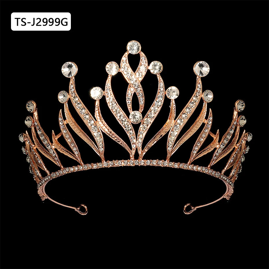 Gold Color Tiaras and Crowns for Women Wedding Bridal Hair Accessories Pearl Rhinestone Headpiece Bride Headdress Prom Jewelry