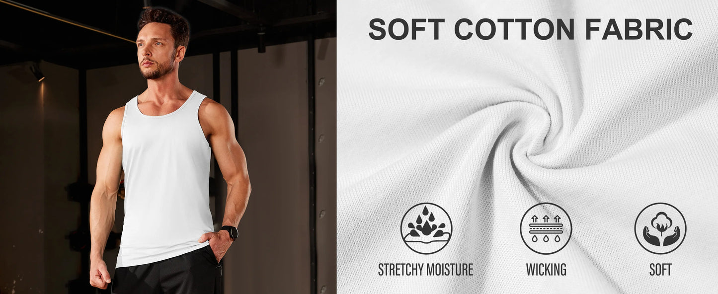 MAGCOMSEN Men's Tank Tops Cotton Sweat-wicking Breathable Muscle Sports Sleeveless Shirt Gym Exercise Outdoor Sports and Beach