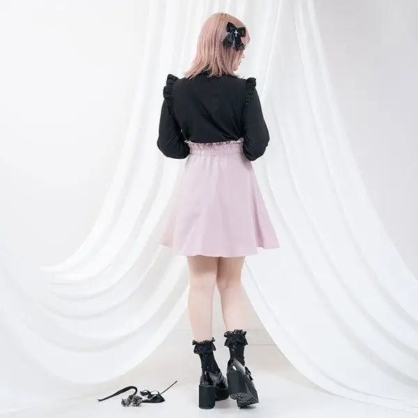 Women's Plus Size Lolita Style Skirt Black High Waist Slimming Summer Skirt Japanese Cute Soft Girl Fashion Flared Design S-3XL