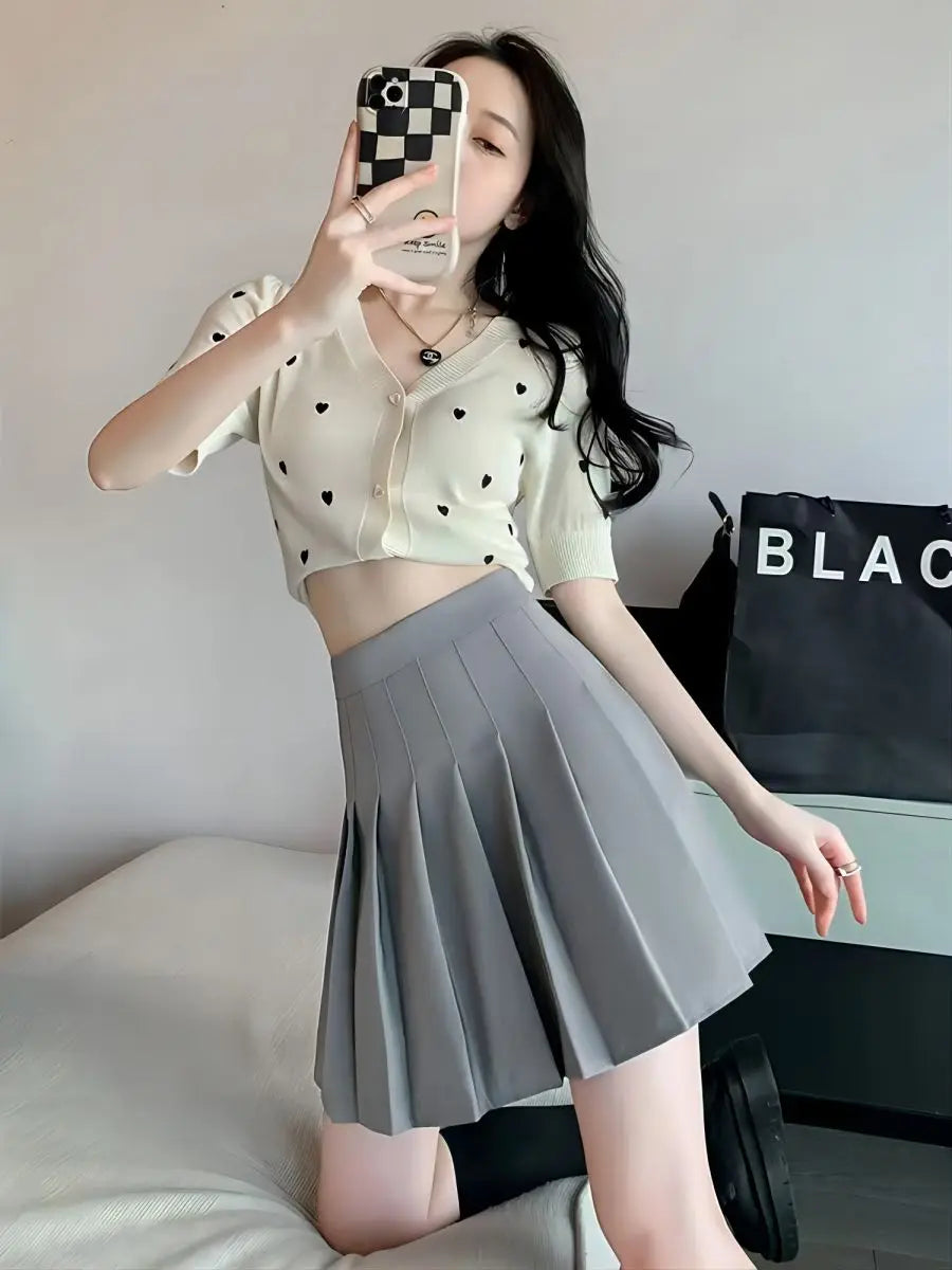 New Women Mini Skirt 2025 Summer New Korean Version College Style Tennis Dance Student Fashionable High Waisted Pleated Skirt