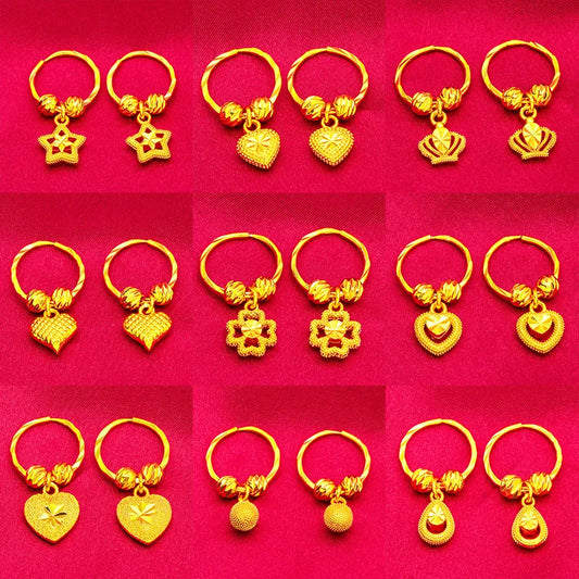 ANIID Heart Earrings 24K Gold Color Hoop Earrings for Women Nigerian Designer Earrings Party Wedding Jewelry Wholesale Gift