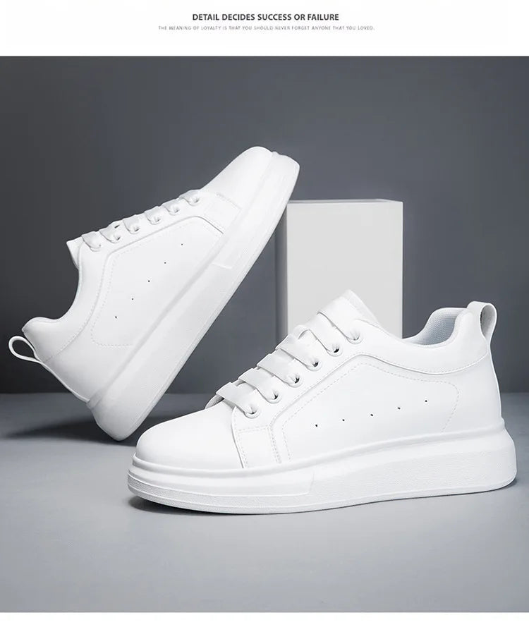 Fashion PU Leather Elevator Shoes for Men 6cm 8cm 10cm Invisible Height Increase White Sneakers Cortex Heightening Casual Shoes
