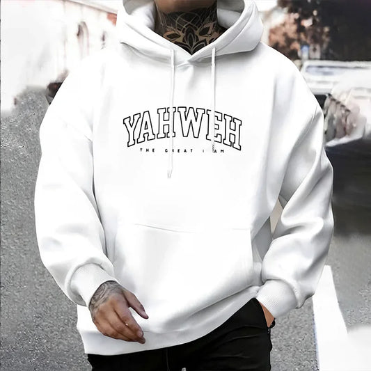 Street Style Mens YAHWEH Hoodies 2025 Urban Fashion Trendy Hooded Sweatshirt Male Hip Hop Casual Wear Autumn Winter Cool Hoody