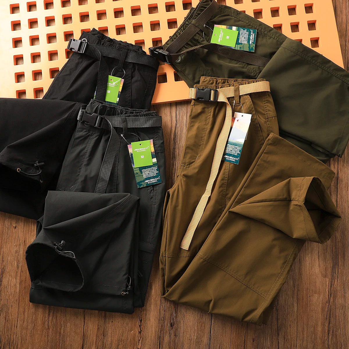 Outdoor Men's Windproof Waterproof Hiking Sports Loose Straight Multibag Workwear Casual Long Trousers Faionable Urban Sle