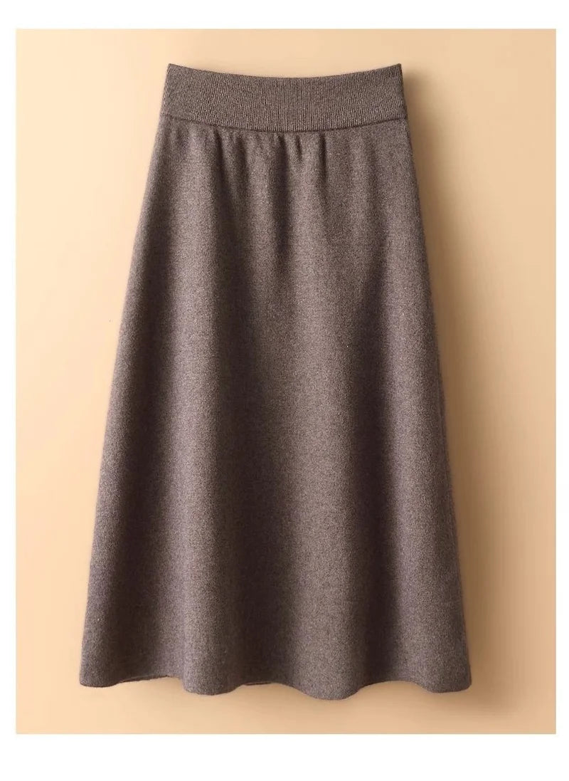 Women Knitted Skirt 2025 Autumn Winter New Loose Oversized Button Elastic Skirts Female Knitt Skirt Warm Women's Clothing