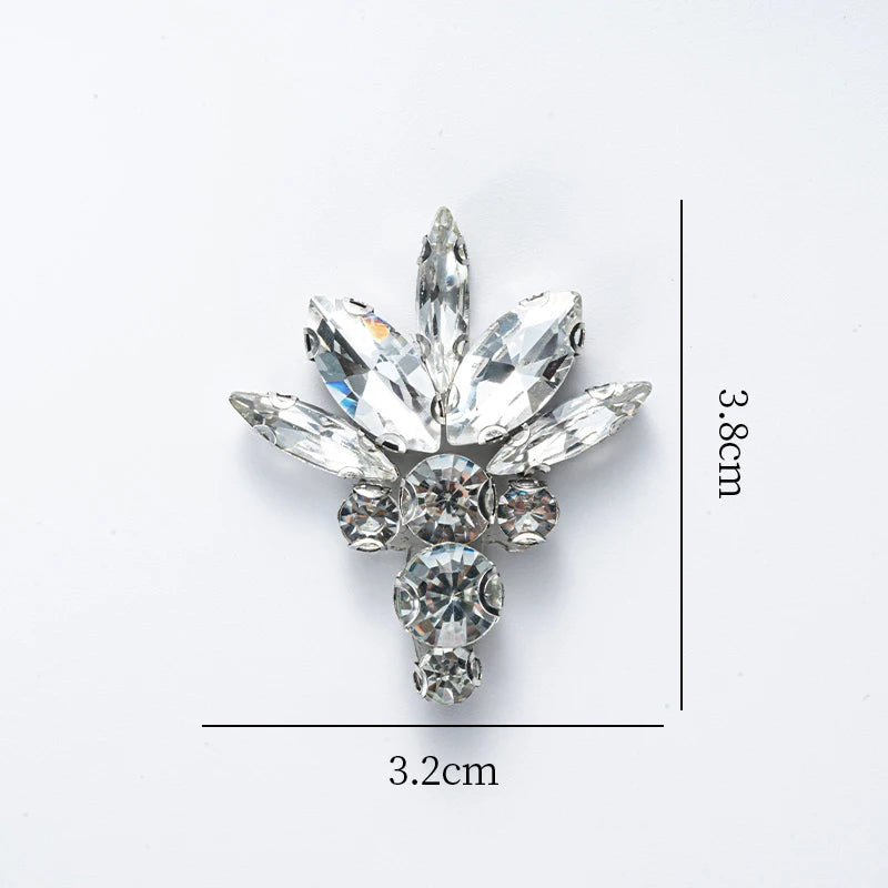 QIAO 5pcs Rhinestones Ornament Crystal Clear Iron on Diamond Rhinestones for Clothing Bags Hoodie Decorations Accessories