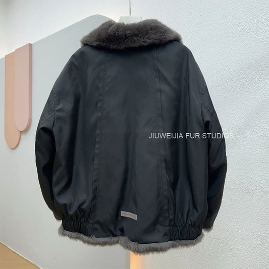 Women's jacket 100% Natural Real Fur Coat Winter Down Jacket Warm Elegant Women Outerwear 2025 New Parker Arrivals Coats Jackets