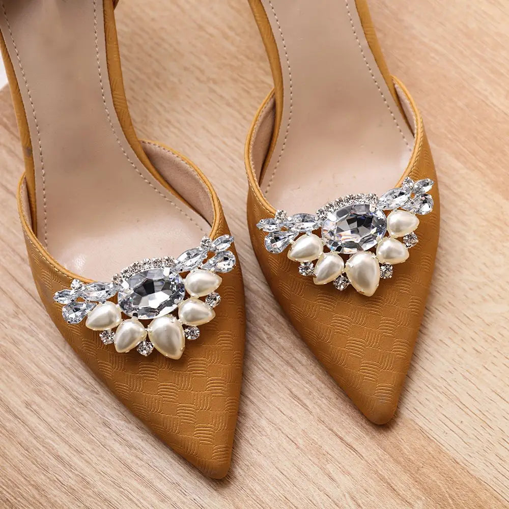 1Pair Detachable Shoes Decorations Shiny Crystal Shoes Clip Charm Buckle Rhinestone Brooch Women Bag Pendant Bride Accessories