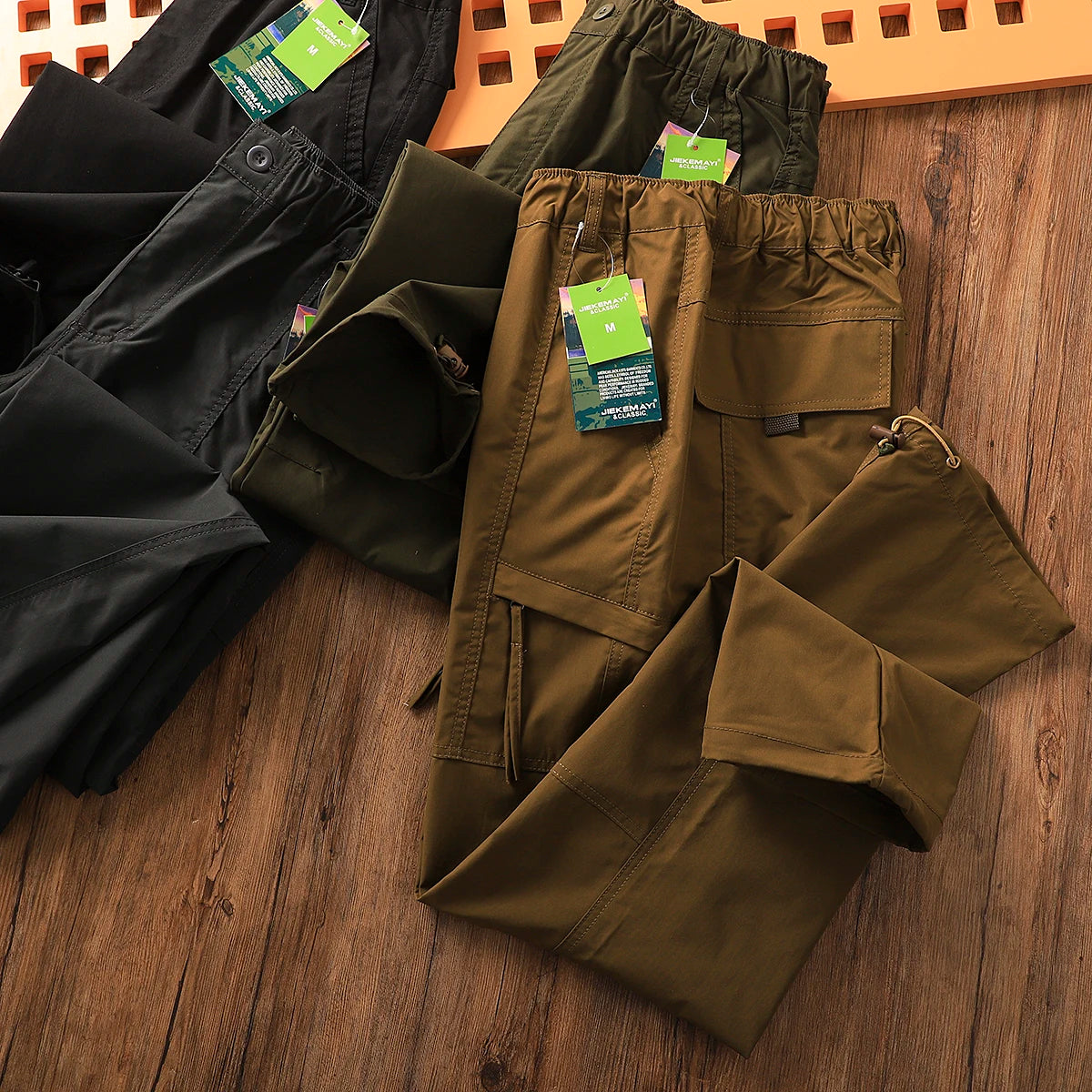 Outdoor Men's Windproof Waterproof Hiking Sports Loose Straight Multibag Workwear Casual Long Trousers Faionable Urban Sle