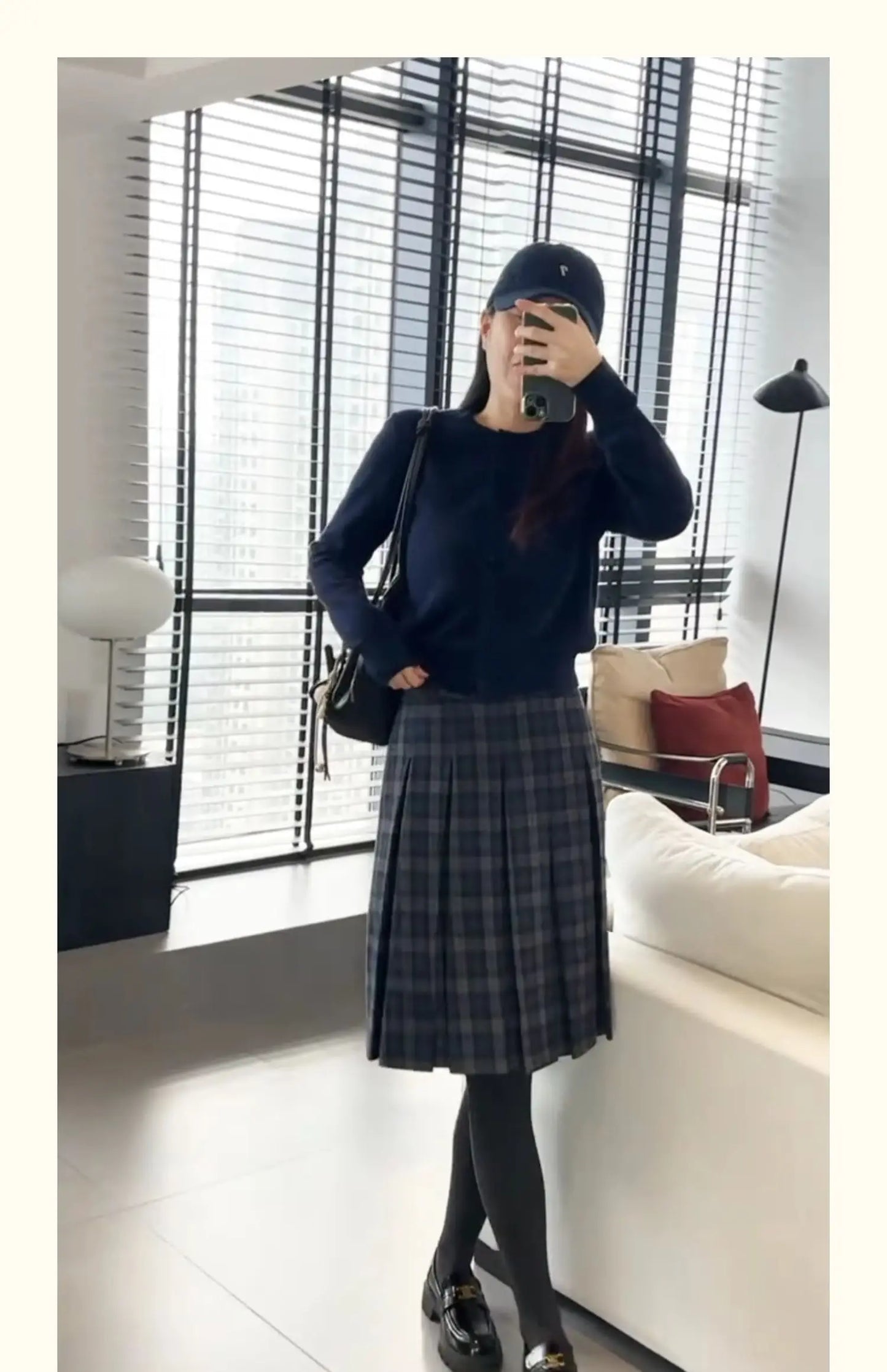 Retro Tweed Plaid A-Line  Skirt High Waist Slimming Ele Versatile Women's Early Autumn Winter Faion Skirt