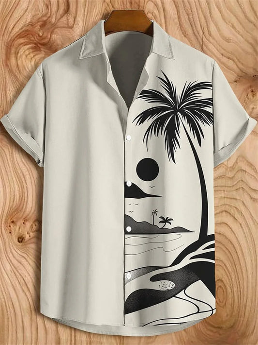 Summer printed men's short sleeved shirt Hawaii fashion lapel top plus size casual men's shirt 2025 style