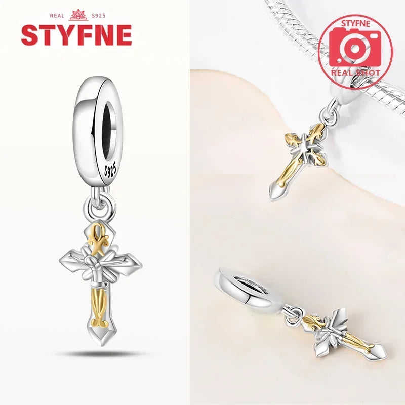 925 Silver Charms Religion Heart Lucky Eye Cross Beads For Original Bracelet Making Pendant for Women Fine Jewelry gifts