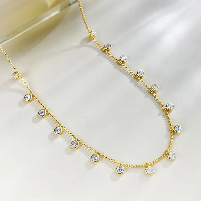 Charm Moissanite Diamond Necklace 100% Real 925 Sterling Silver Engagement Wedding Chocker Necklace For Women Bridal Jewelry