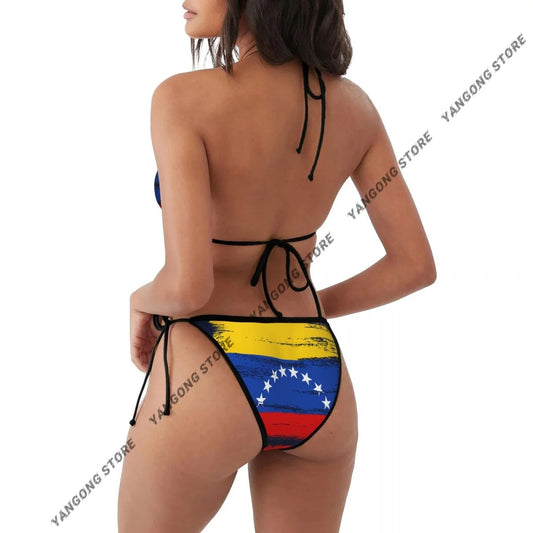 Venezuela Grunge Flag Swimsuits Women Sexy Bikinis Swimwear Bathing Suit Micro Thongs Bordered Beachwear