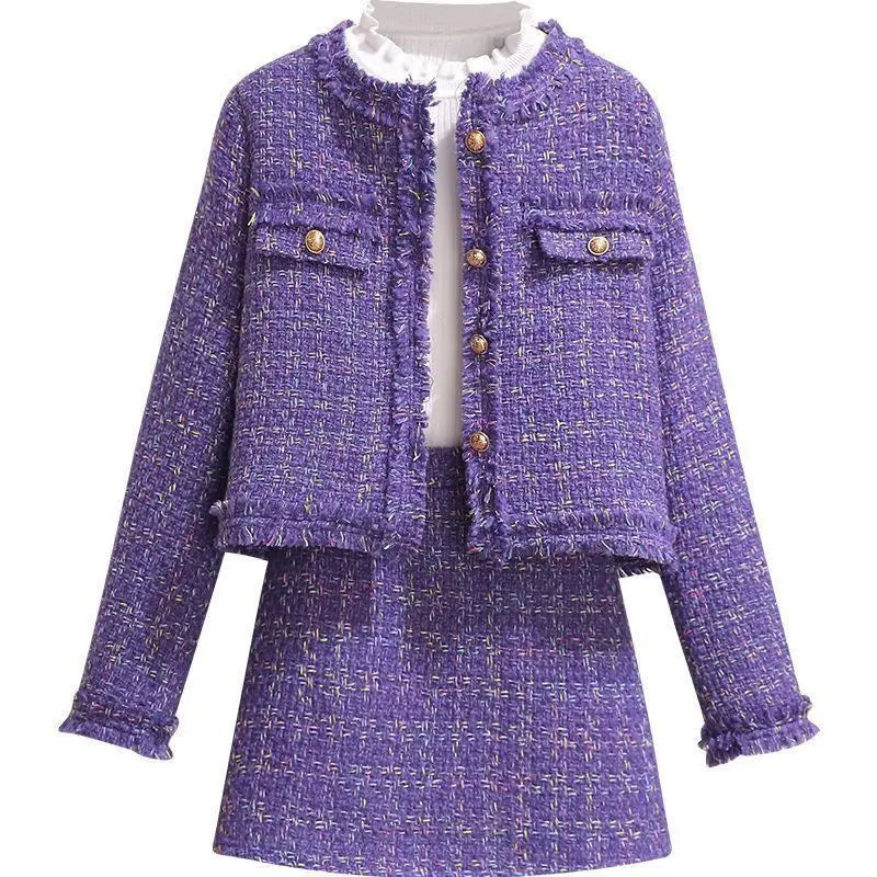 Spring Autumn High-end Skirt Set Fashion Elastic Knitted Long-sleeved Slim Cardigan High Waist Short Skirt Women's Two-piece Set