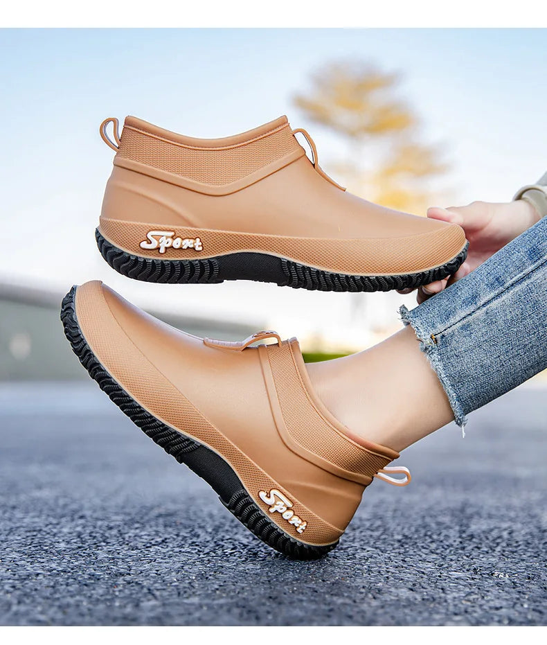 Casual Thick Bottomed Waterproof Outdoor Wear-Resistant Ladies Short Tube Water Shoes Daily Leisure Rain Boots for Women