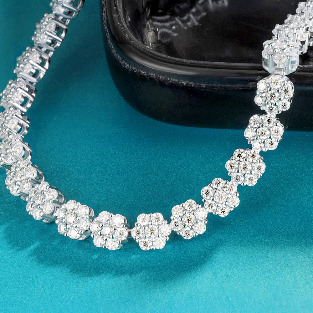 BXINY Flower Full Moissanite Tennis Bracelets 925 Sterling Silver D Color Lab Diamond for Women Hand Chain Gift Fine Jewelry GRA