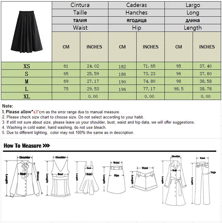 BSAY Women's Fashion Spring New Black Wide Pleated Swing Vintage Chic Female High Waist  Elegant A-line Long Skirt Mujer