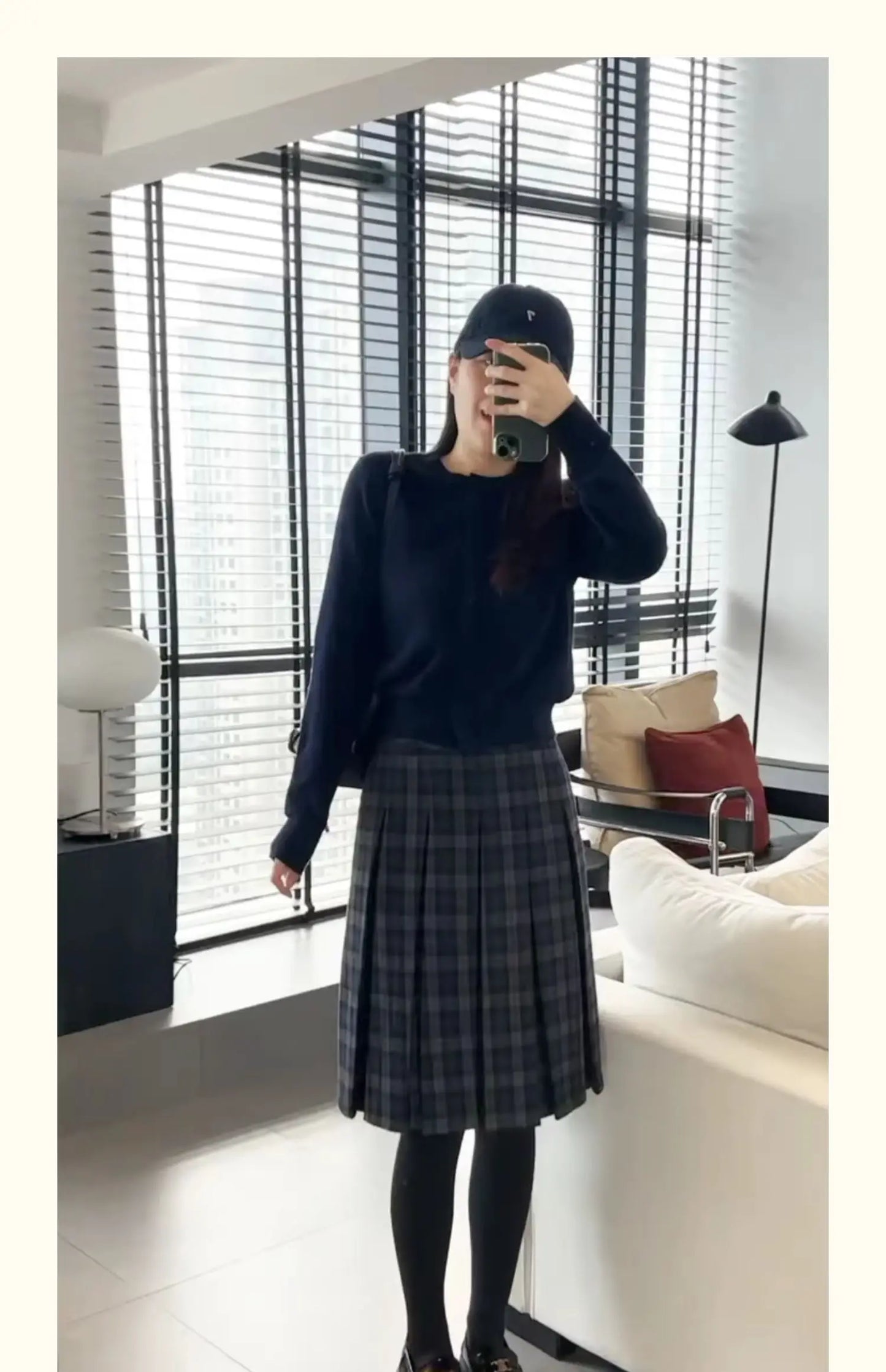 Retro Tweed Plaid A-Line  Skirt High Waist Slimming Ele Versatile Women's Early Autumn Winter Faion Skirt