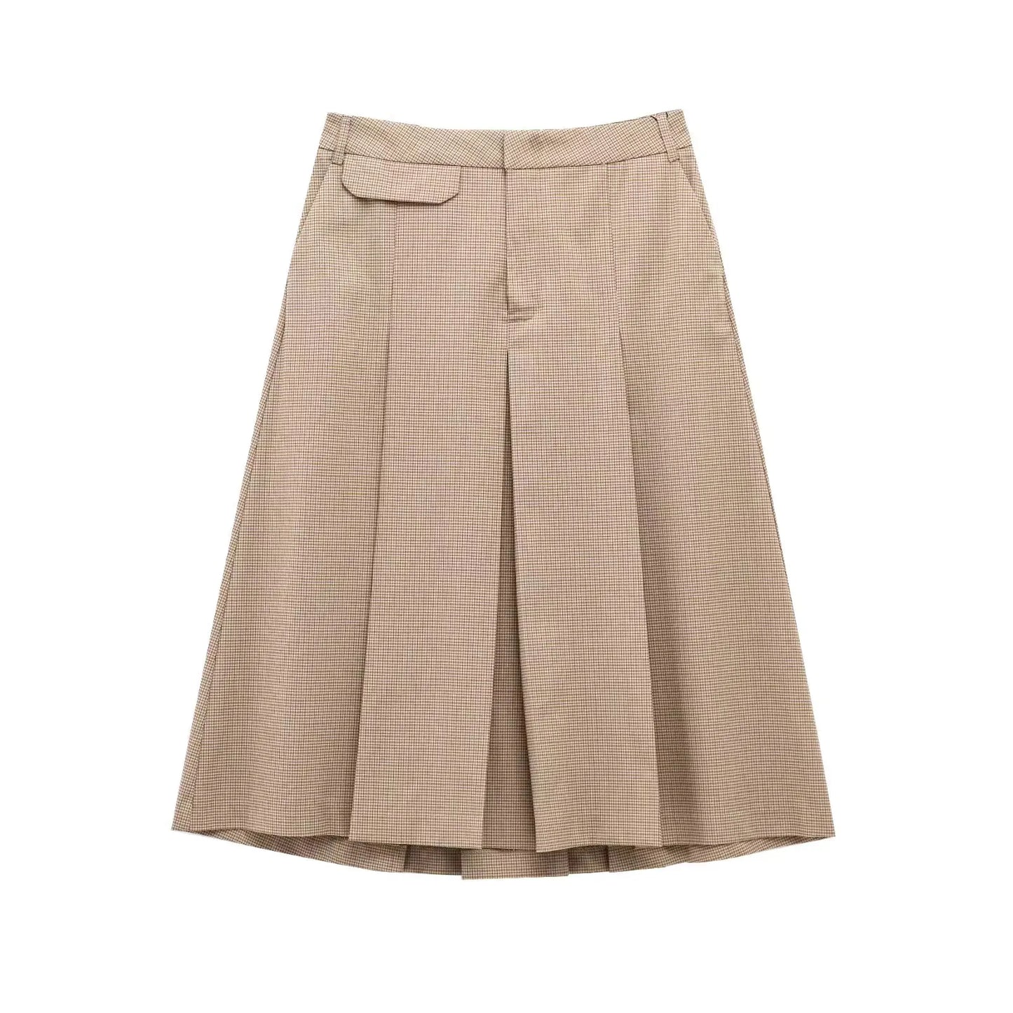 YERMORA high waist khaki plead pleated casual half body skirt for women loose fit fashion tide spring summer 2025 new A470