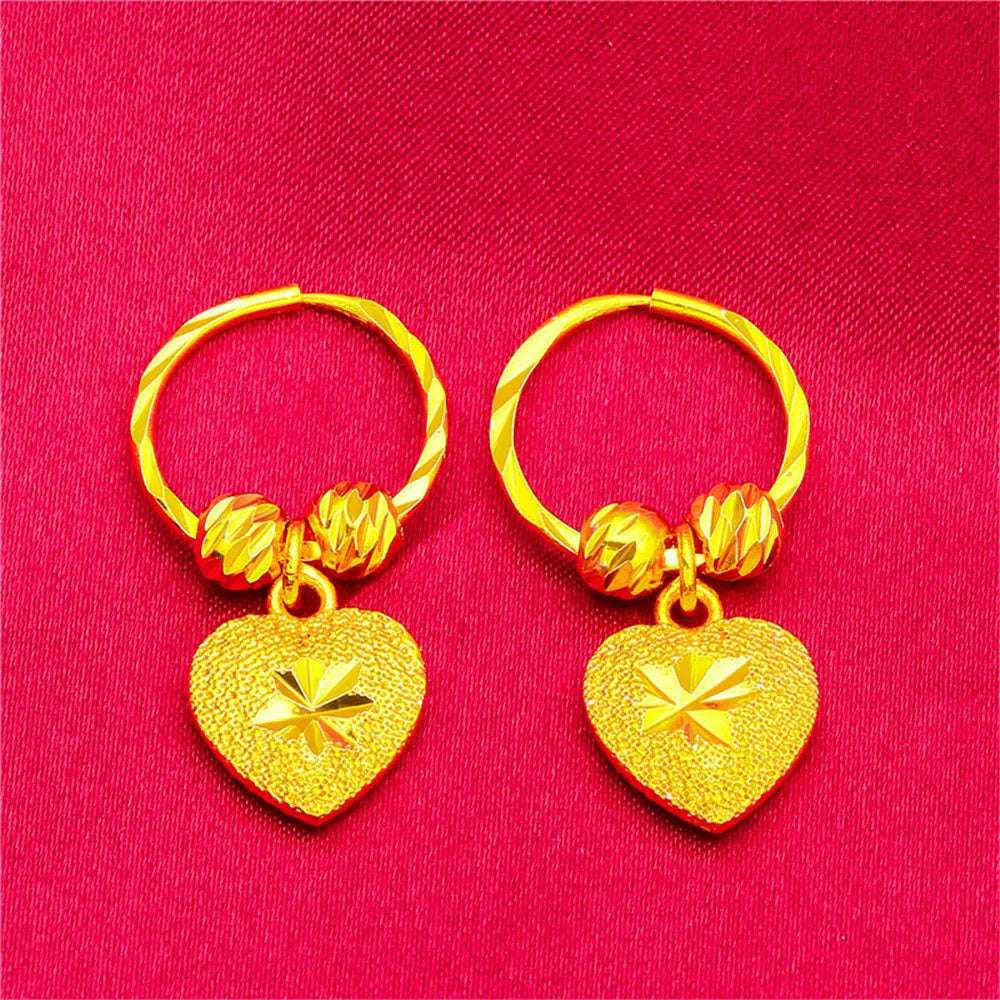 ANIID Heart Earrings 24K Gold Color Hoop Earrings for Women Nigerian Designer Earrings Party Wedding Jewelry Wholesale Gift
