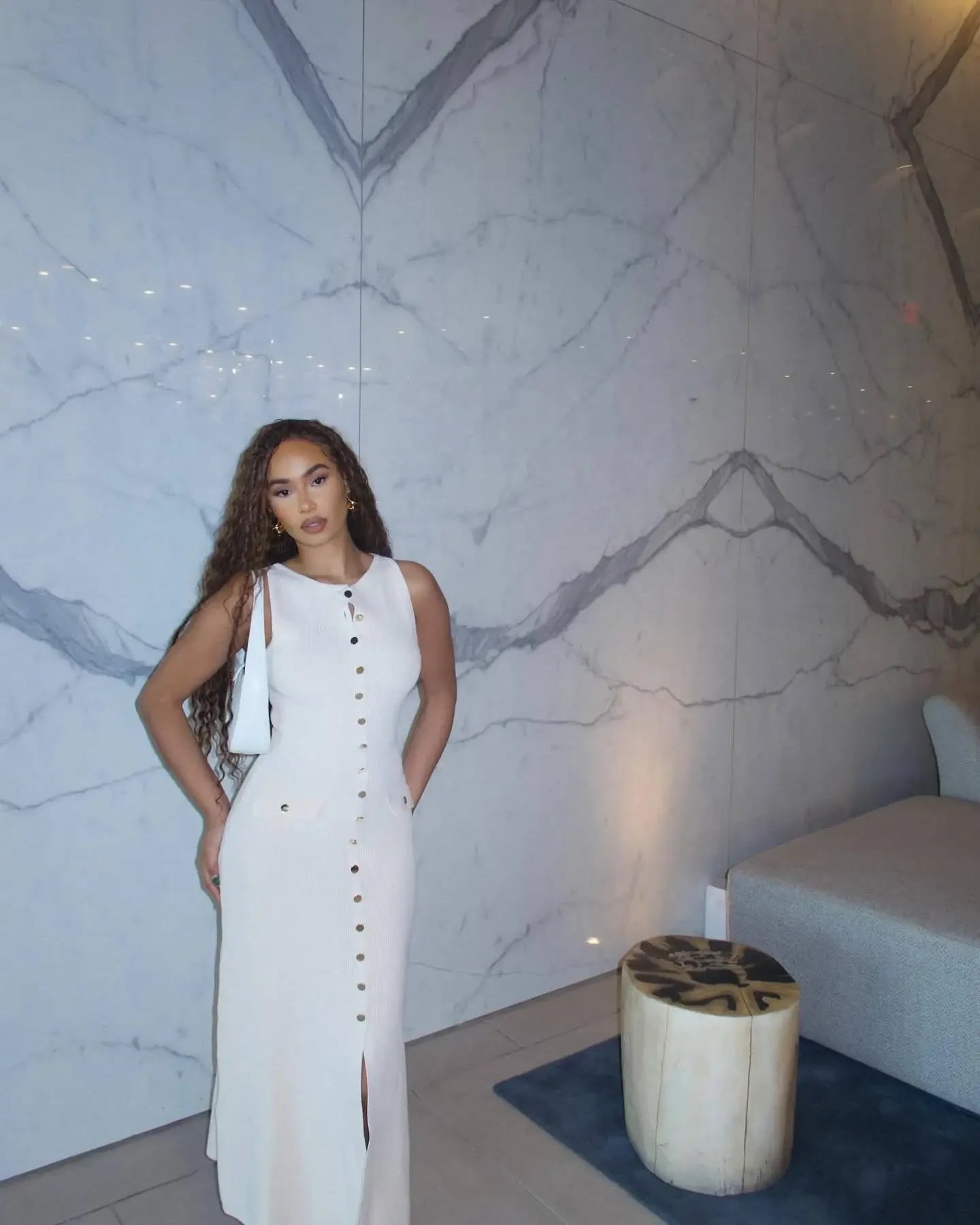 Elegant Knitted Midi Dresses Women's Black White Patchwork Slit Single Breasted Sleeveless Curvy Dress 2025 Summer Street Wear