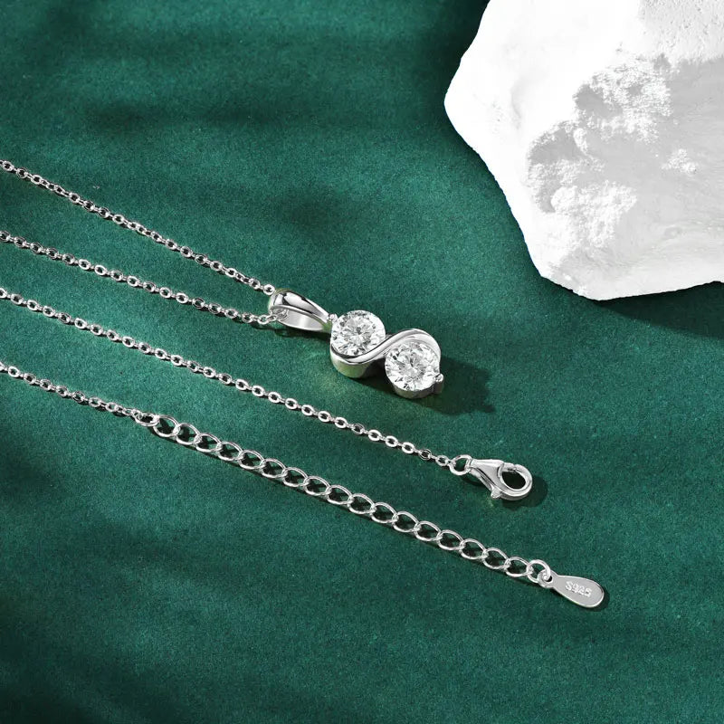 RAPRGOLD GRA Certified 1CT Moissanite Round Pendant Necklaces for Women 925 Sterling Silver Fine Jewelry Chains for Wedding Gift