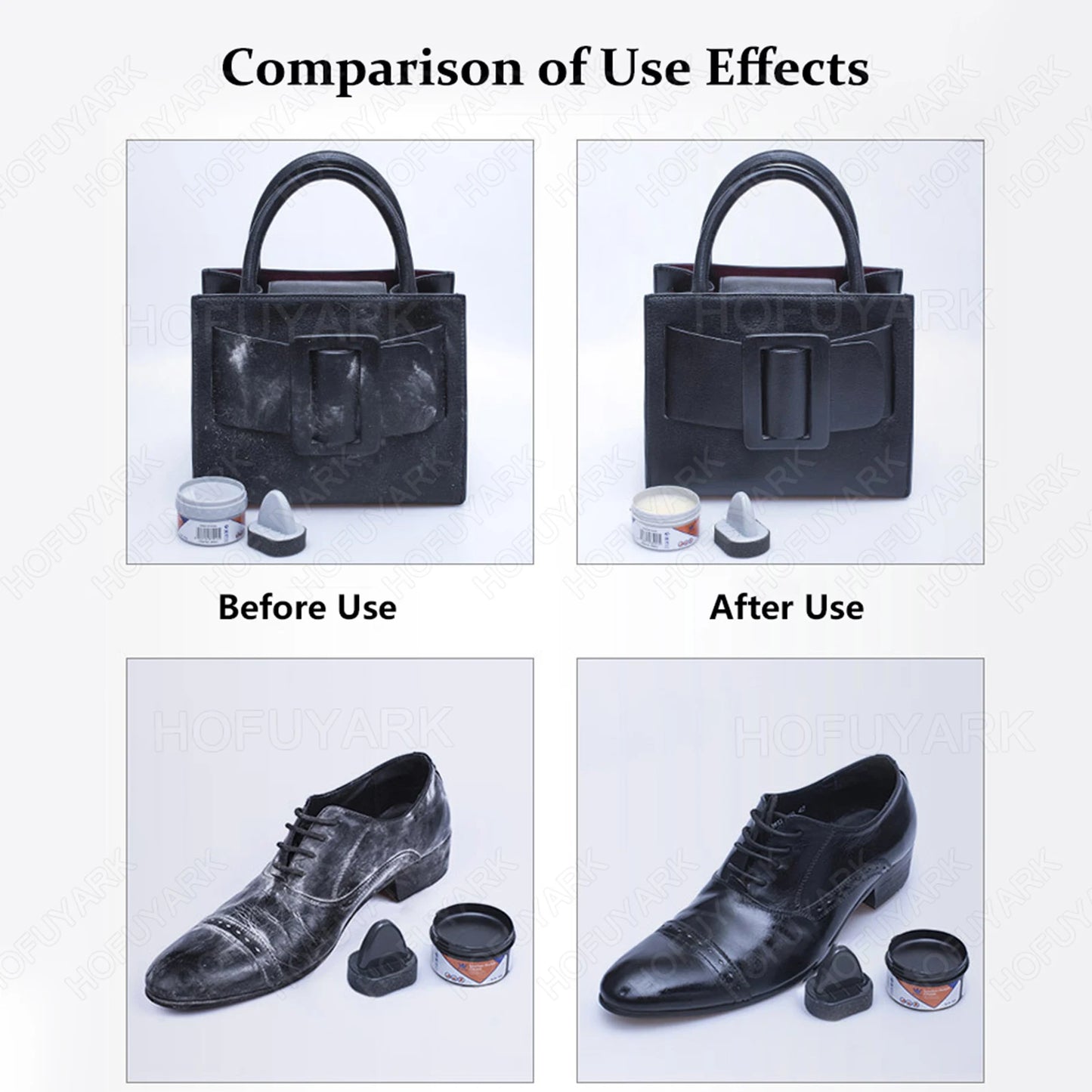 Leather Shoes Care Kit with Sponge Shoe Brush Shoe Cleaning Kit including Shoe Polish Cream for Leather Shoes Bags Maintenance