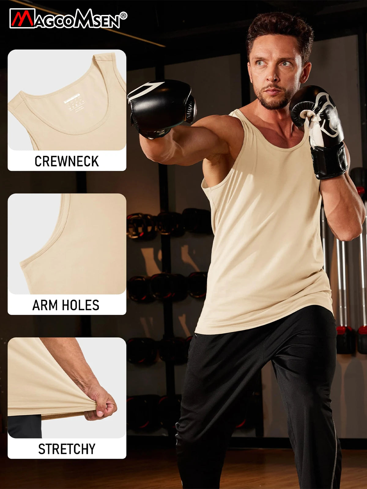 MAGCOMSEN Men's Tank Tops Cotton Sweat-wicking Breathable Muscle Sports Sleeveless Shirt Gym Exercise Outdoor Sports and Beach